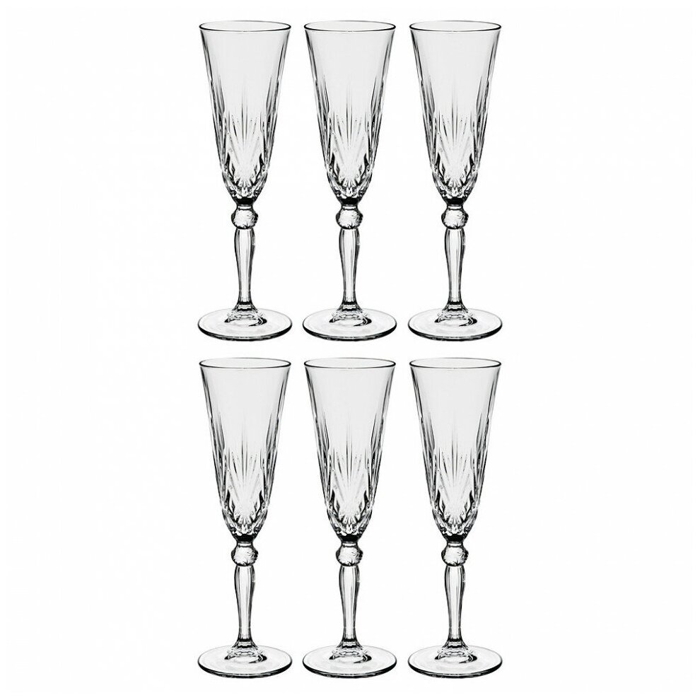Набор бокалов для шампанского RCR Cristalleria Italiana Melodia 160мл, 6шт - фото №2