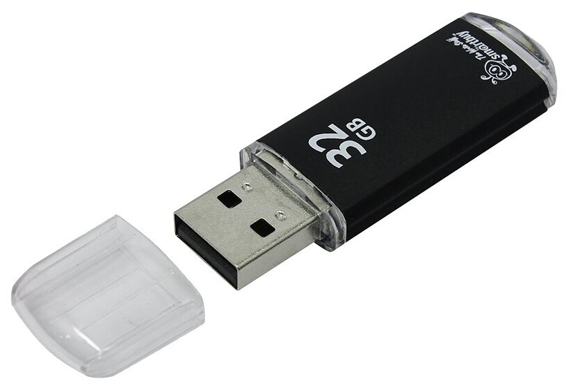 Память Smart Buy "V-Cut" 32GB, USB 2.0 Flash Drive, черный (металл. корпус ) - 2 шт.