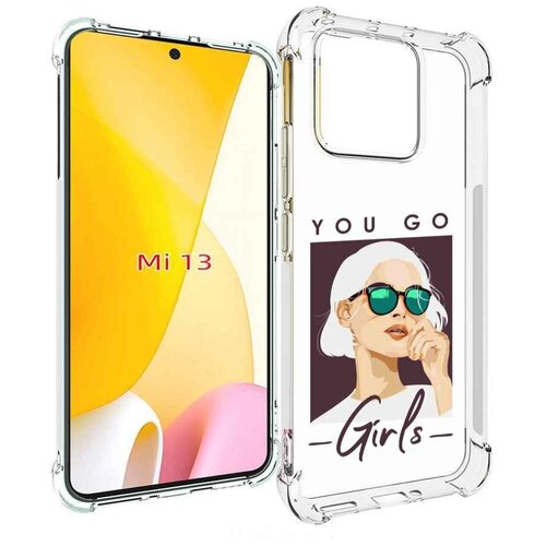 Чехол MyPads Девушка-в-очках-с-белыми-волосами женский для Xiaomi 13 задняя-панель-накладка-бампер