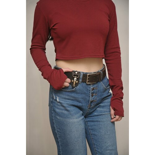 фото Ремень натуральная кожа, металл, длина 170 см., коричневый kozhedub