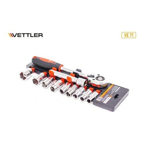 VETTLER Набор головок 1/2DR 6-ти гран (10-22мм) 12пр на планке (VETTLER) vettler щупы измерительные набор fhe 26 26 листов 0 04 0 63мм vettler