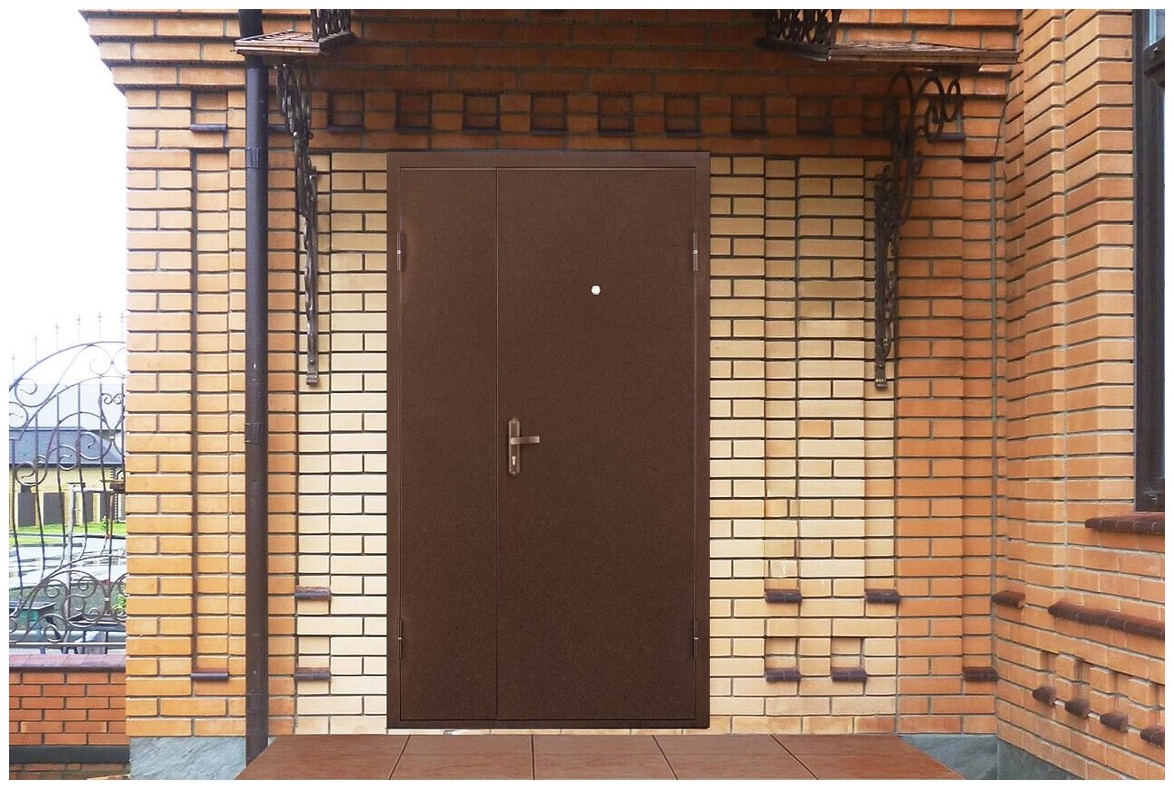 Дверь металлическая Дуэт 1250R мет/мет Антик медь - фотография № 2