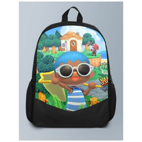 фото Черный рюкзак с принтом игры энимал кросинг animal crossing new horizons, симулятор жизни - 100 brutbag