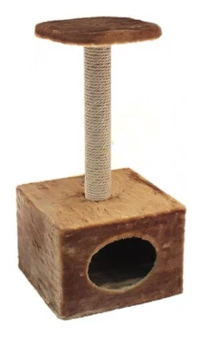 Домик-когтеточка Дарэлл "Чип" Куб с полкой малый столбик джут 36*35*h71см - фотография № 2