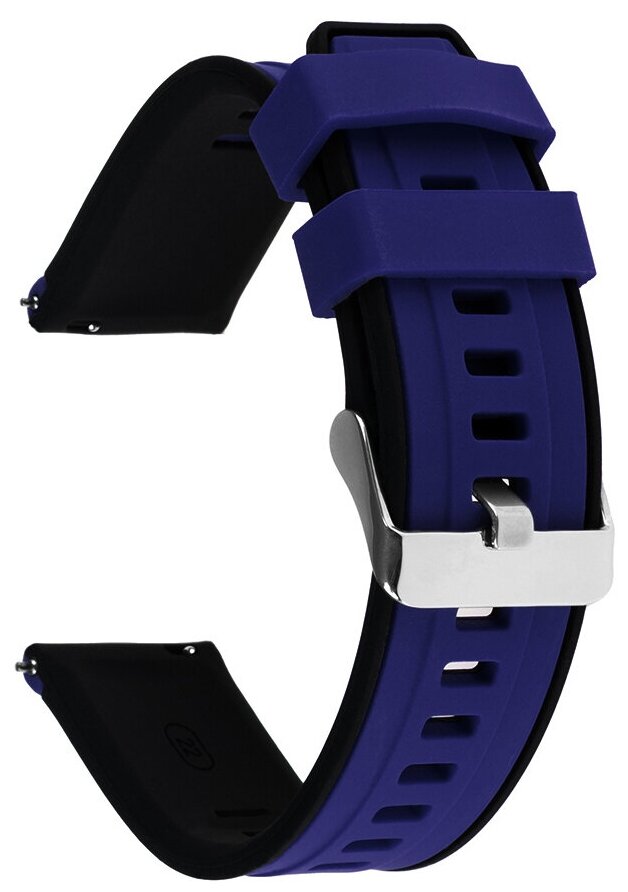 Силиконовый ремешок 20мм для смарт-часов синий черный для Samsung Galaxy Watch , Gear Sport , Amazfit Bip / GTS