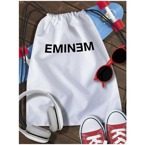 Мешок для сменной обуви и вещей с рисунком, белый, модель Eminem - 2