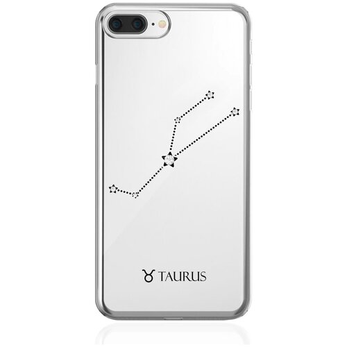 Прозрачный силиконовый чехол с кристаллами Lux для iPhone 7/8 Plus Знак зодиака Телец Taurus для Айфон 7/8 Плюс