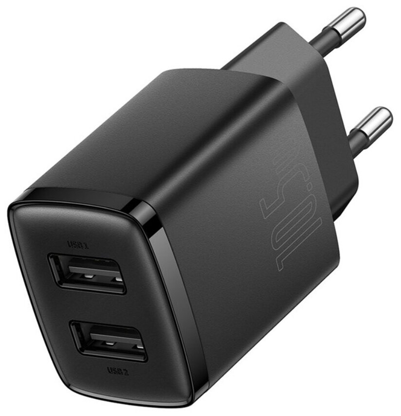 Зарядное устройство Baseus Compact Charger 2U 10.5W EU Black CCXJ010201