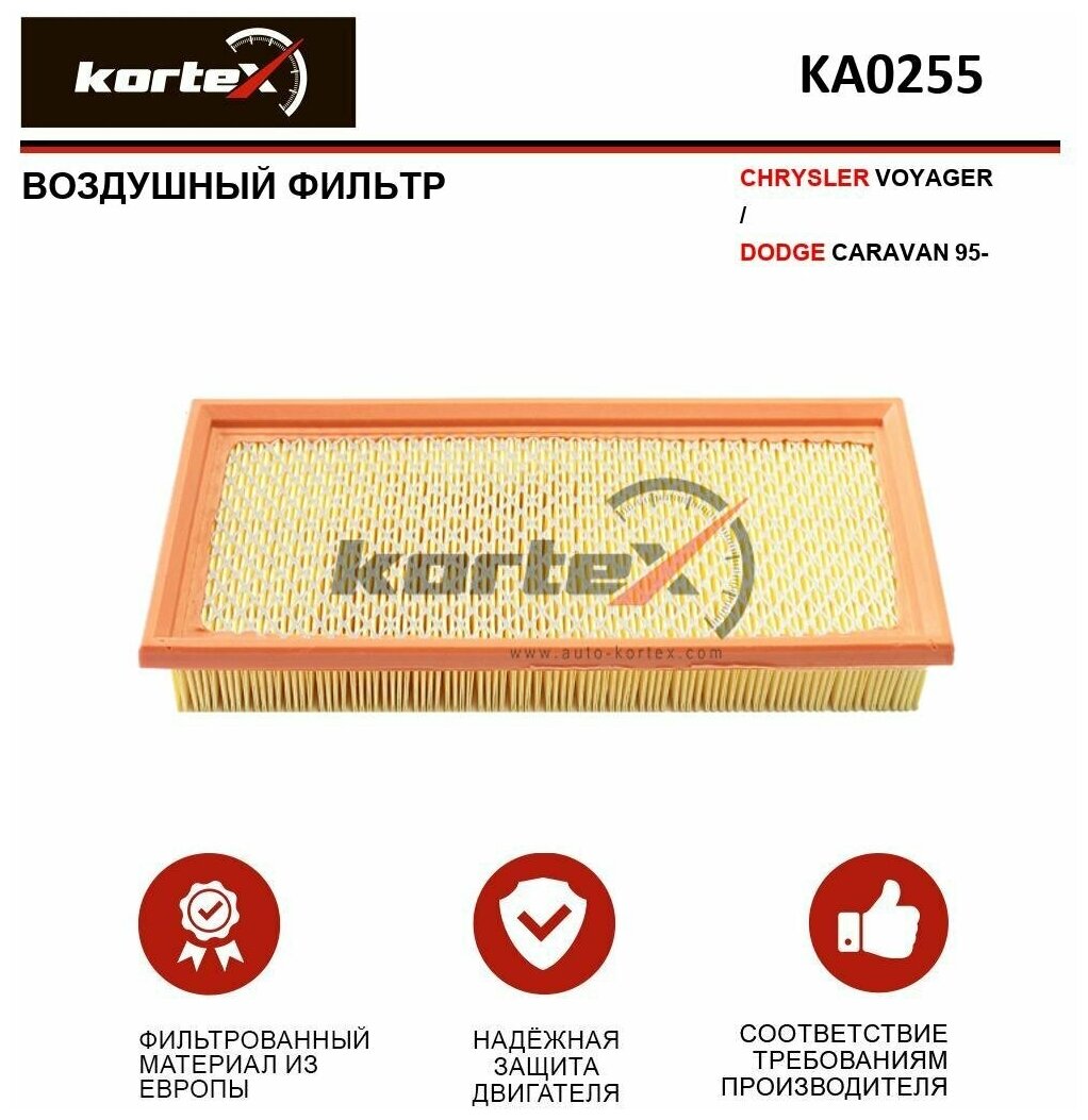 Фильтр воздушный Kortex для Chrysler Voyager / DODGE Caravan 95- ОЕМ 4213583AB; AP003 / 1; KA0255; LX259