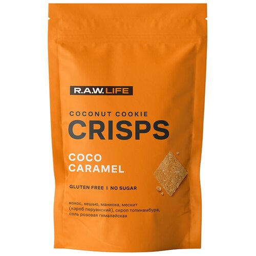 Печенье Crisps Кокос-Карамель Raw Life 75 г