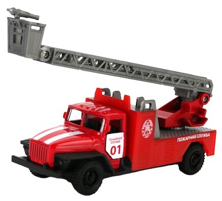 Пожарный автомобиль ТЕХНОПАРК Урал 55557 (SB-16-55-A-WB) 1:32, 18 см, красный