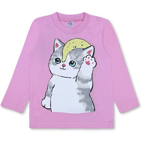 фото Лонгслив для девочки - розовый - котик , размер 104 bonito kids