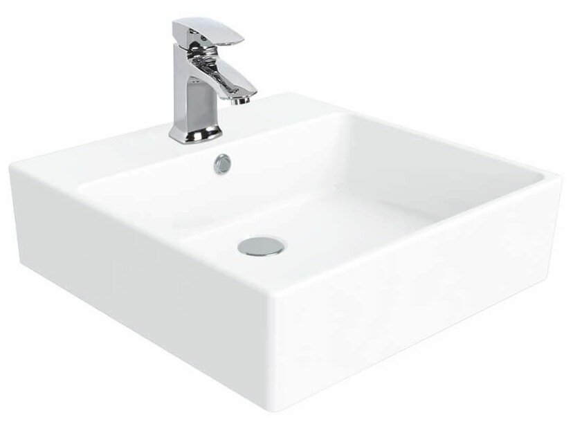 Раковина накладная для ванной CREAVIT NX256 (50*50 см) к стене/к тумбе цвет Белый Гарантия 12 лет - фотография № 2
