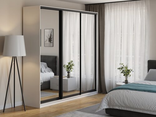 Изображение товара Шкаф купе для одежды Матэрна лофт белый (зеркальный) 230х58х240 см