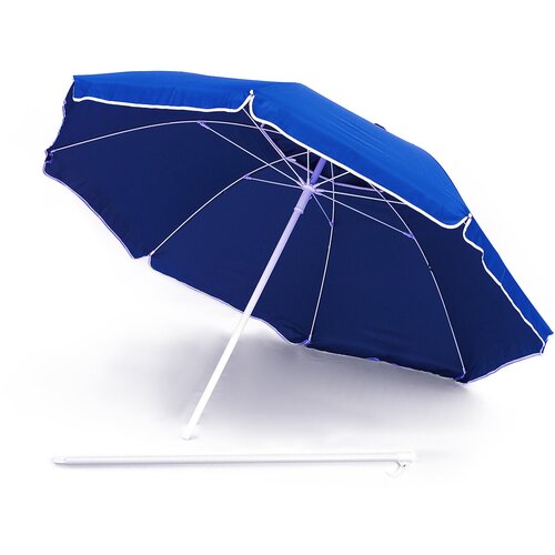 Зонт пляжный круглый складной с металлической ручкой, с клапаном, 200 см, синий