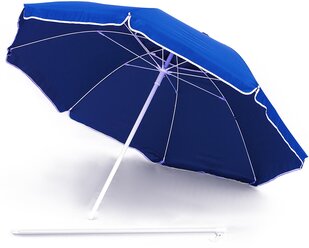 Зонт пляжный круглый складной с металлической ручкой, с клапаном, 220 см, синий