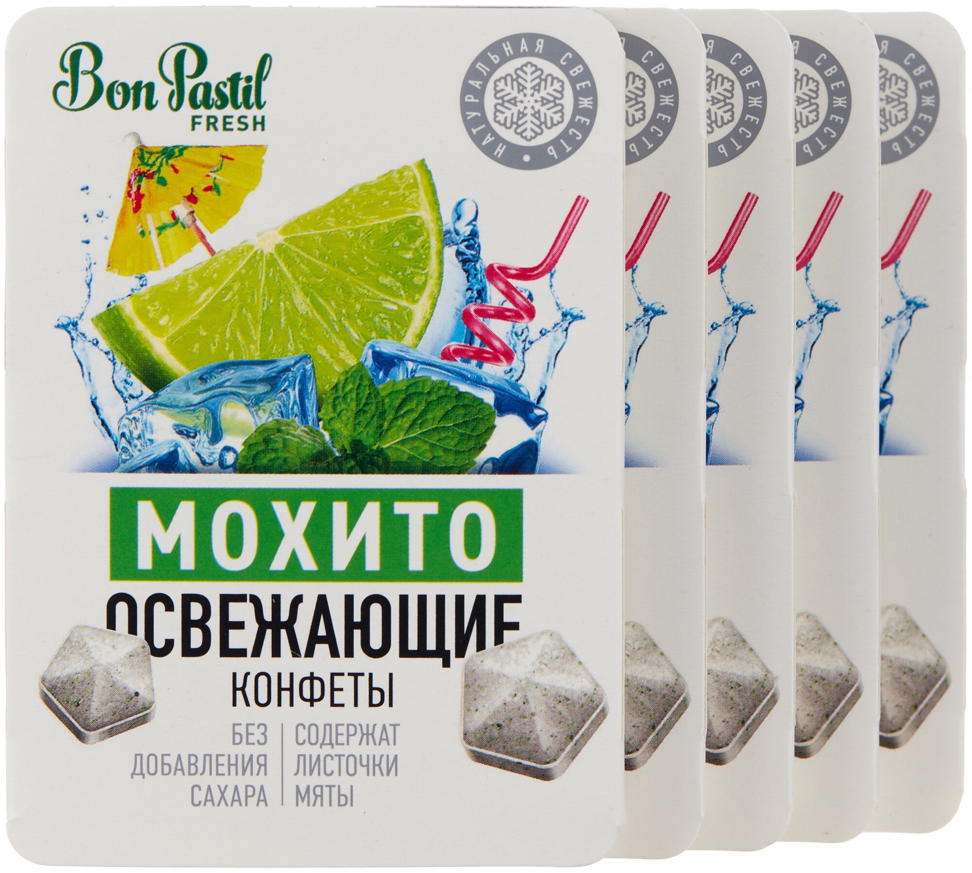 Bon Pastil FRESH Конфеты Освежающие без сахара Мохито, 5 штук по 12 г - фотография № 1