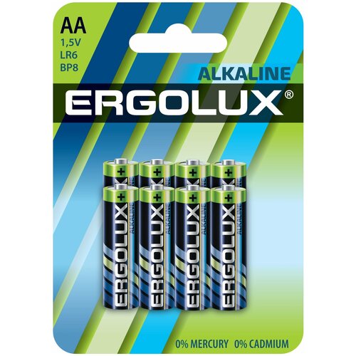 Батарейка Ergolux Alkaline BL8 LR6 батарейка aa duracell lr6 bl8 8 штук