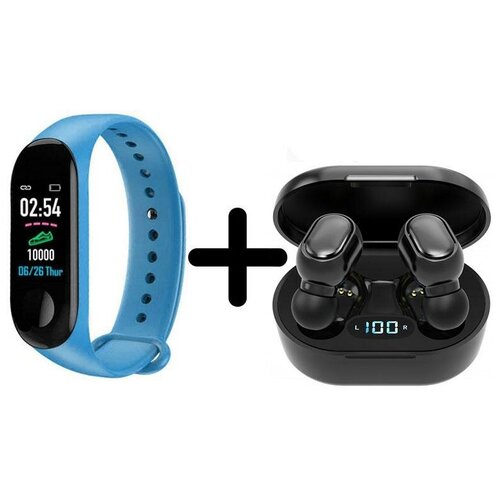 Умные часы BandRate Smart BRSM333PLBLBL-SET3 с беспроводными наушниками счетчиком калорий тонометром 315000₽