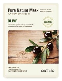 Anskin Тканевая маска для лица Secriss Pure Nature Mask Pack Olive, 25 мл.