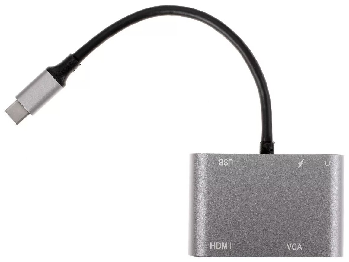 Адаптер USB Type-Cm-->VGA, HDMI 4k*30Hz, USB3.0, PD, Audio, iOpen (Aopen/Qust)<ACU4511> VCOM Адаптер-переходник AOpen/Qust USB 3.1 Type C M/HDMI F/VGA F/USB 3.0 Type A F/Jack 3.5 mm F (ACU4511) - фото №1