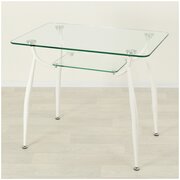 Стеклянный кухонный стол Вокал 10 прозрачный/белый (700х600 мм)