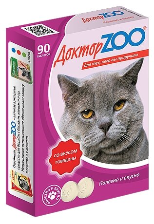 Добавка в корм Доктор ZOO для кошек Со вкусом говядины и биотином