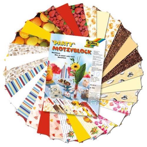 5049 Набор дизайнерского картона 'Вечеринка 1', 270 г/м², 24*34 см, упак./30 листов, Folia