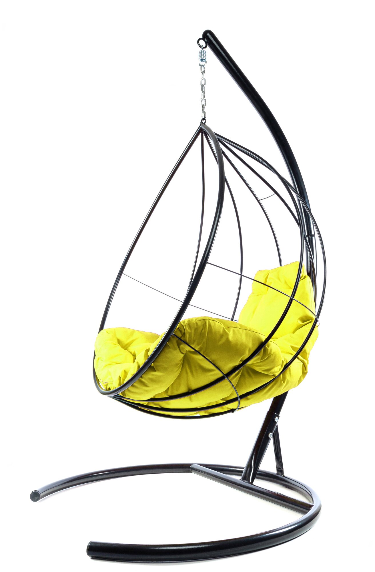 Подвесное кресло M-Group капля без ротанга черное, желтая подушка - фотография № 4
