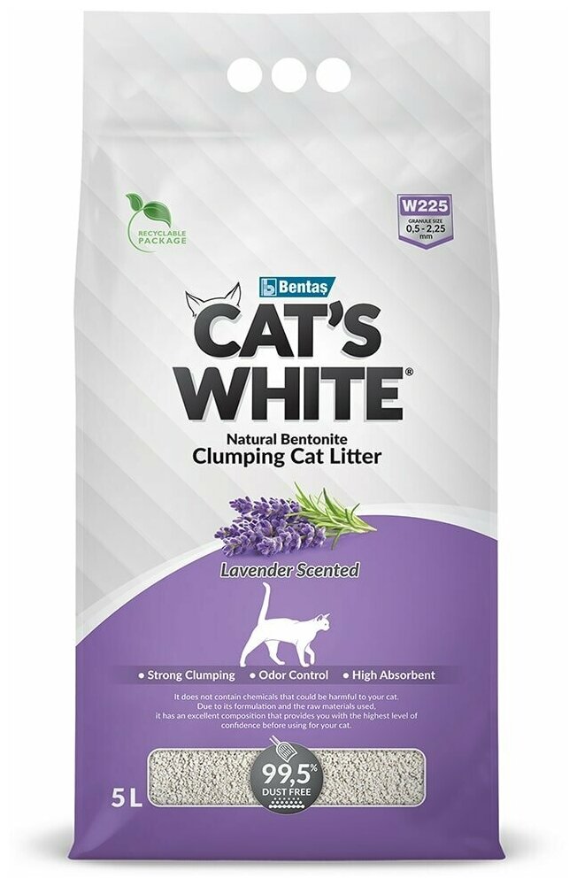 Cat's White Lavender комкующийся наполнитель с нежным ароматом лаванды д/кошачьего туалета 5л - фотография № 9