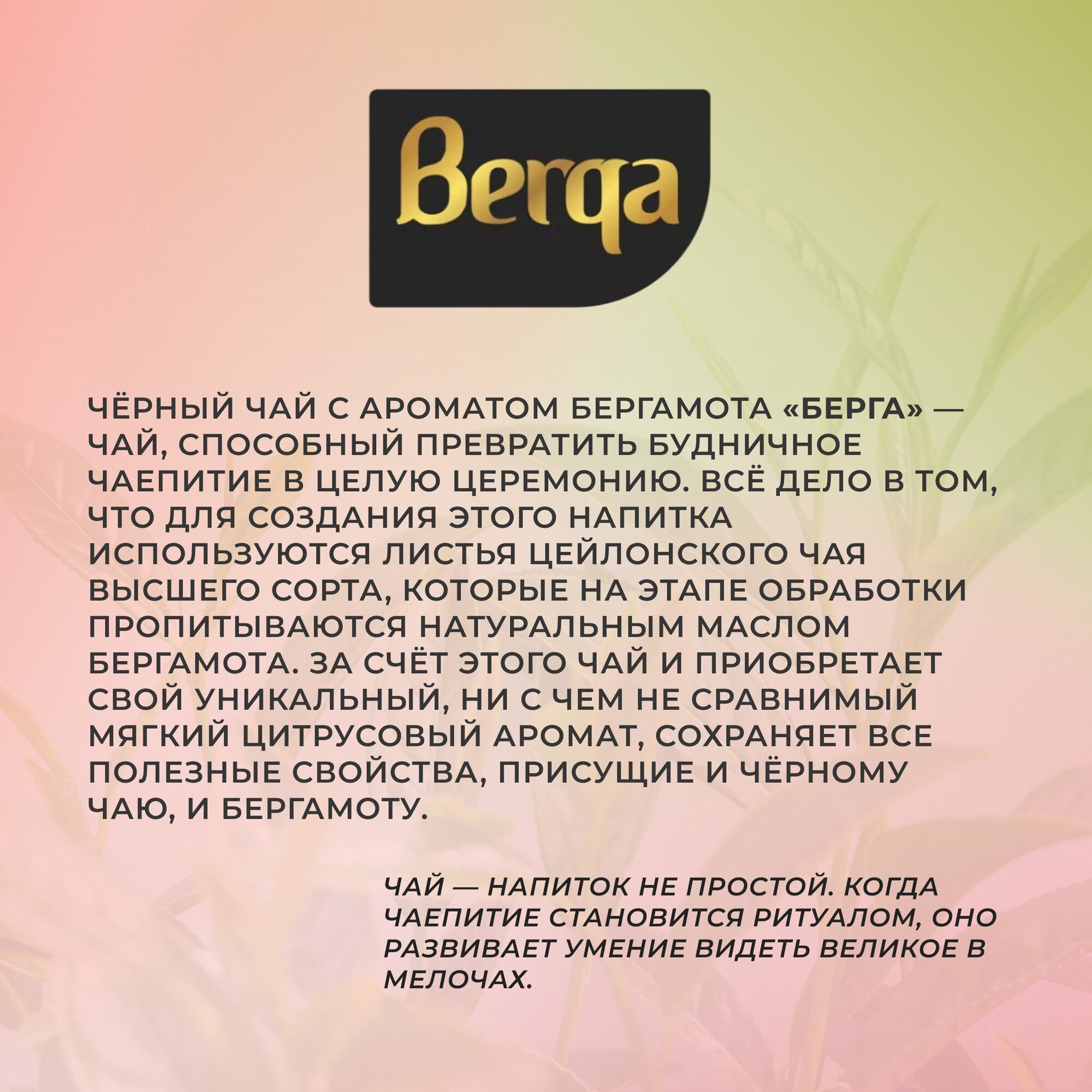 Чай листовой черный Berga Earl Grey, с бергамотом, 200 г