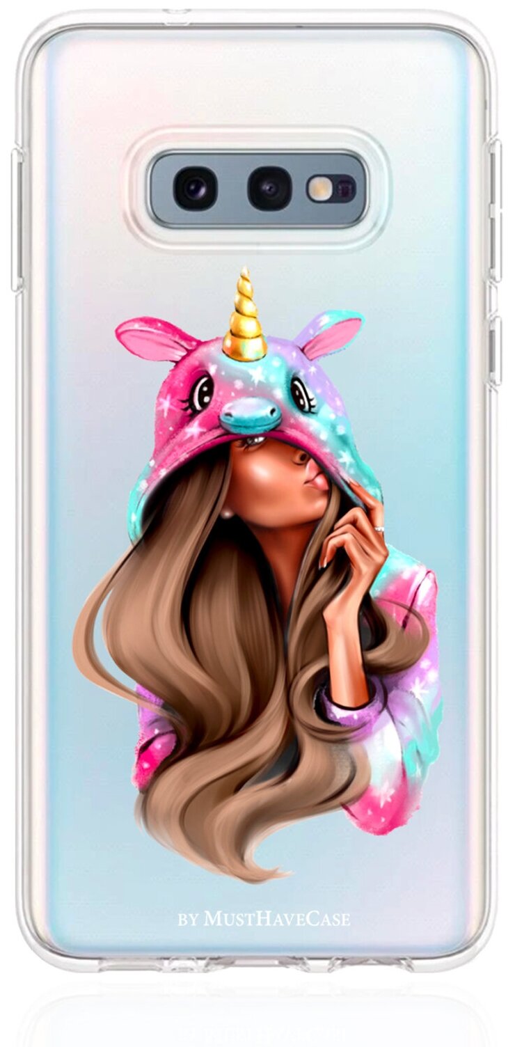 Прозрачный силиконовый чехол MustHaveCase для Samsung Galaxy S10E Unicorn Girl для Самсунг Галакси С10E Противоударный