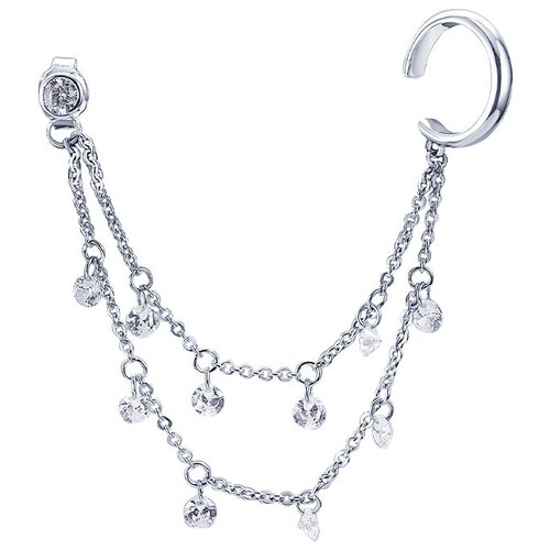 MIE Серебряный кафф с цепью и фианитами 