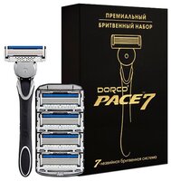 Dorco Pace 7 станок, сменные кассеты, золотое тиснение