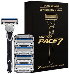 Набор Dorco Pace 7 станок, сменные кассеты ,золотое тиснение