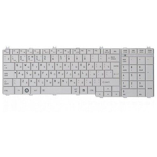 Клавиатура для ноутбука Toshiba C650 C660 L650 L750 Белая P/n: NSK-TN00R, NSK-TN0SC, NSK-TN0SU - Горизонтальный Enter