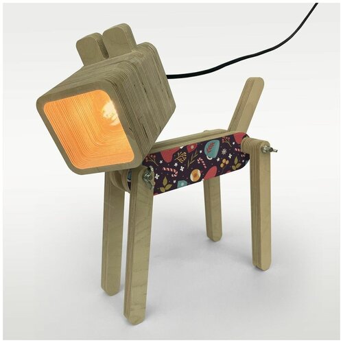 Настольная лампа светильник Собака праздник Новый год, рождество, омела, варежки, снежинка - 702