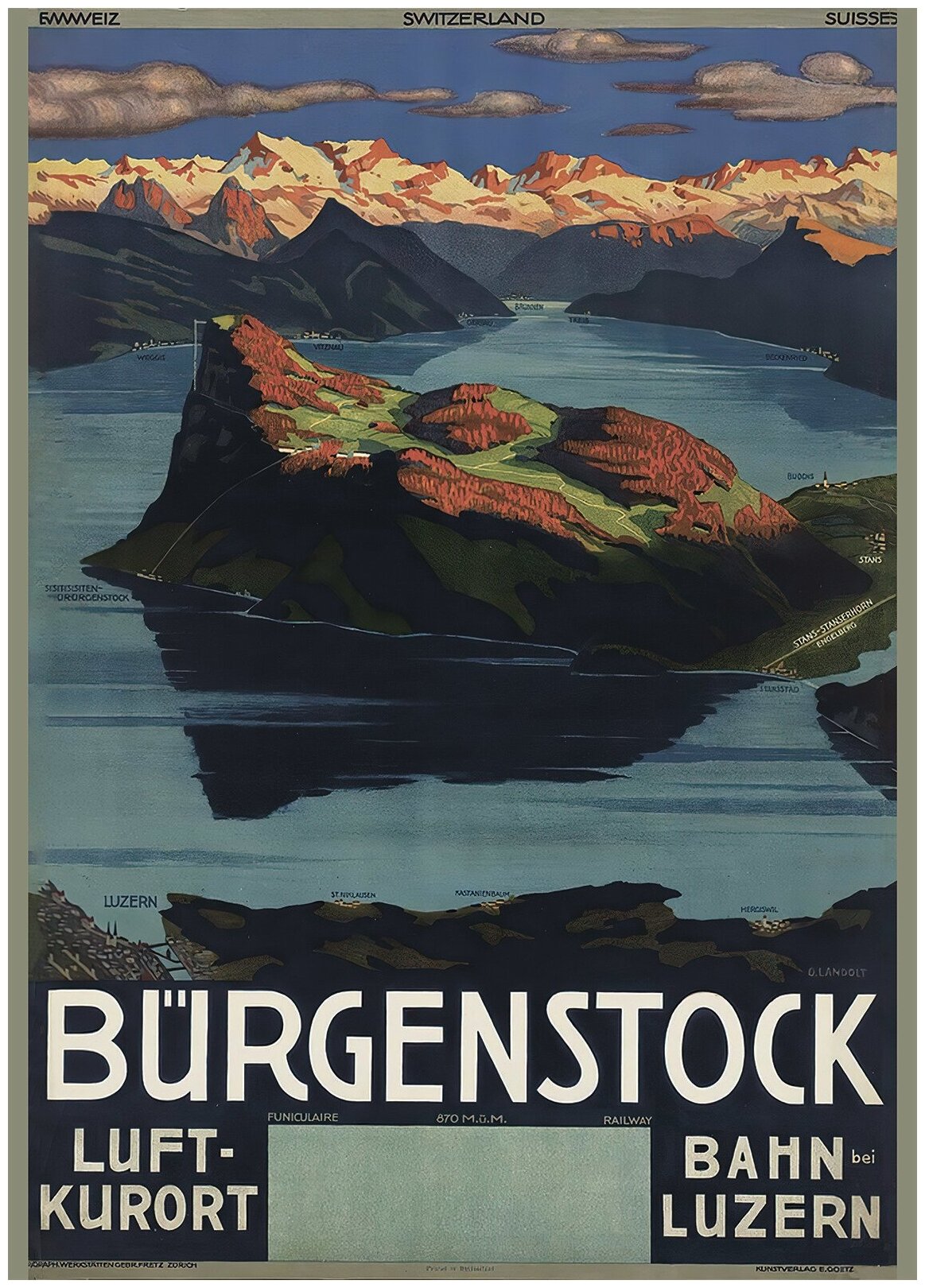 Постер / Плакат / Картина Гора Бюргеншток 60х90 см в подарочном тубусе