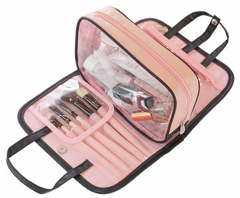 Дорожная косметичка со съёмным отделением Travel Bag, бордово-бежевый