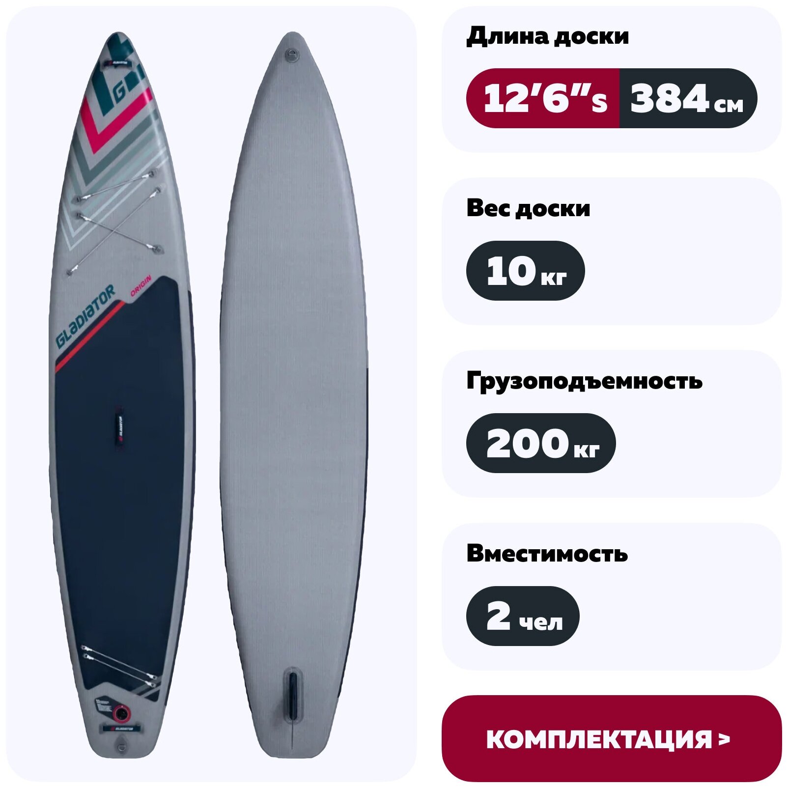 Сапборд SUP Gladiator Origin 12.6S All Round Sport 2022