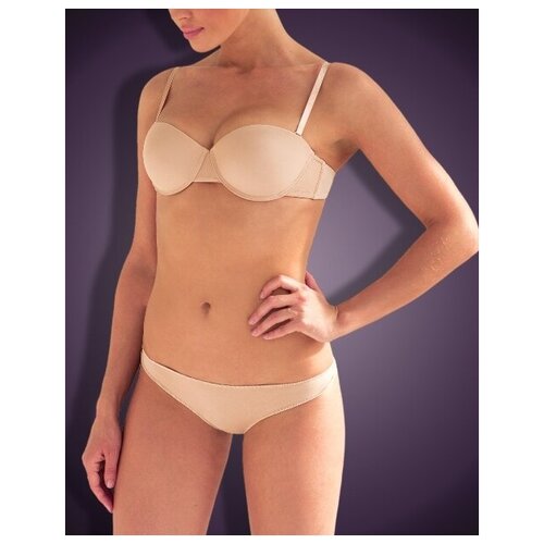 Бюстгальтер анжелика Infinity гладкий чашка формованная с пуш-ап бретели регулируемые съемные размер 80B бежевый 1086₽