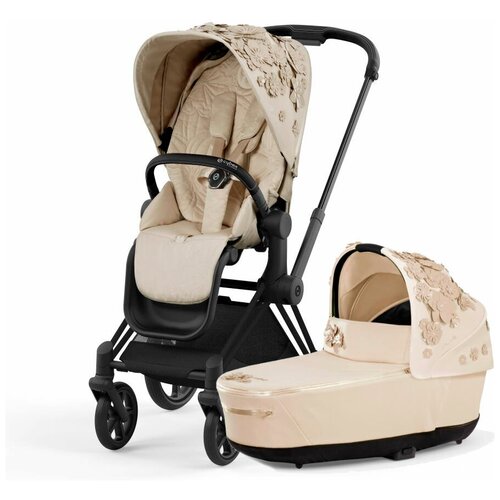 Универсальная коляска Cybex Priam IV 2 в 1, Simply Flowers Beige, цвет шасси: Chrome-Black