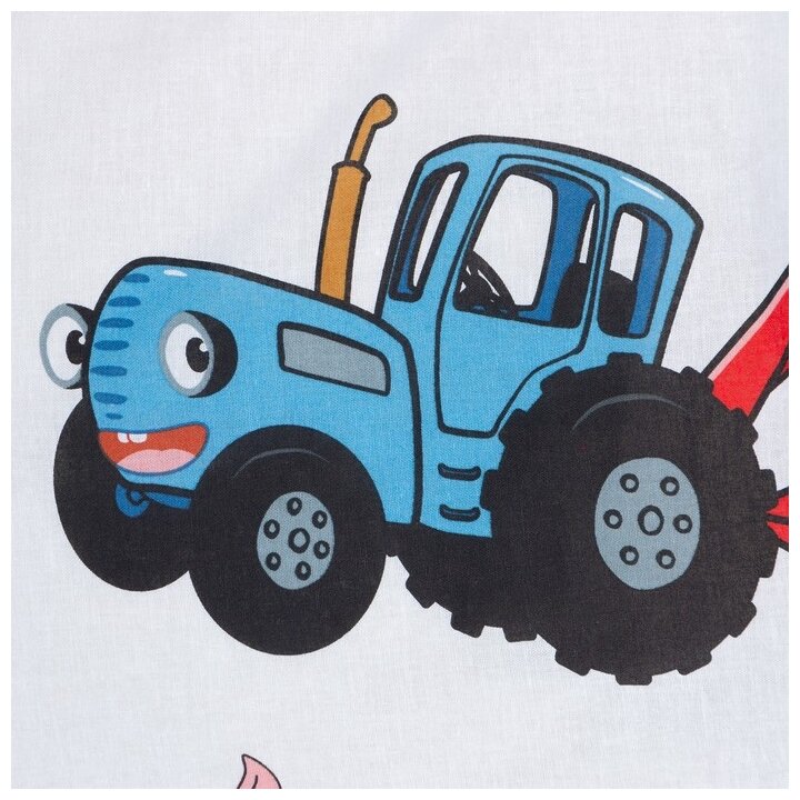 Комплект постельного белья Этель Синий трактор, 1.5-спальное, поплин, синий трактор - фотография № 3