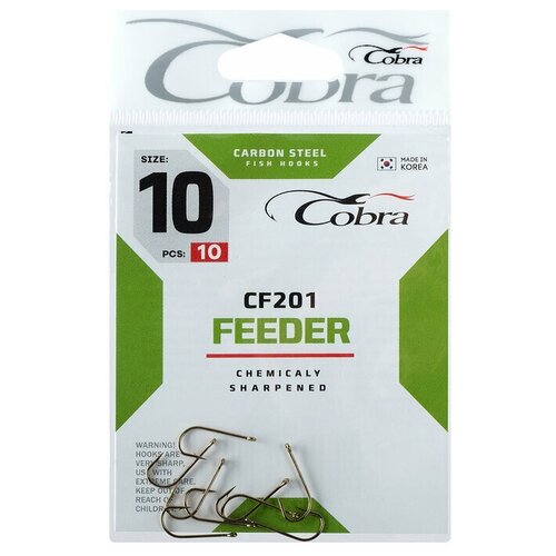 крючки feeder серия cf201 10 10 шт Крючки Cobra FEEDER, серия CF201, № 10, 10 шт.