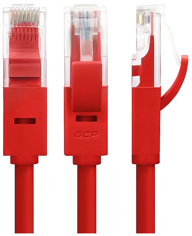 GCR Патч-корд прямой 30.0m UTP кат.5e, красный, 24 AWG, литой, ethernet high speed 1 Гбит/с, RJ45, T568B Green Connection - фото №4