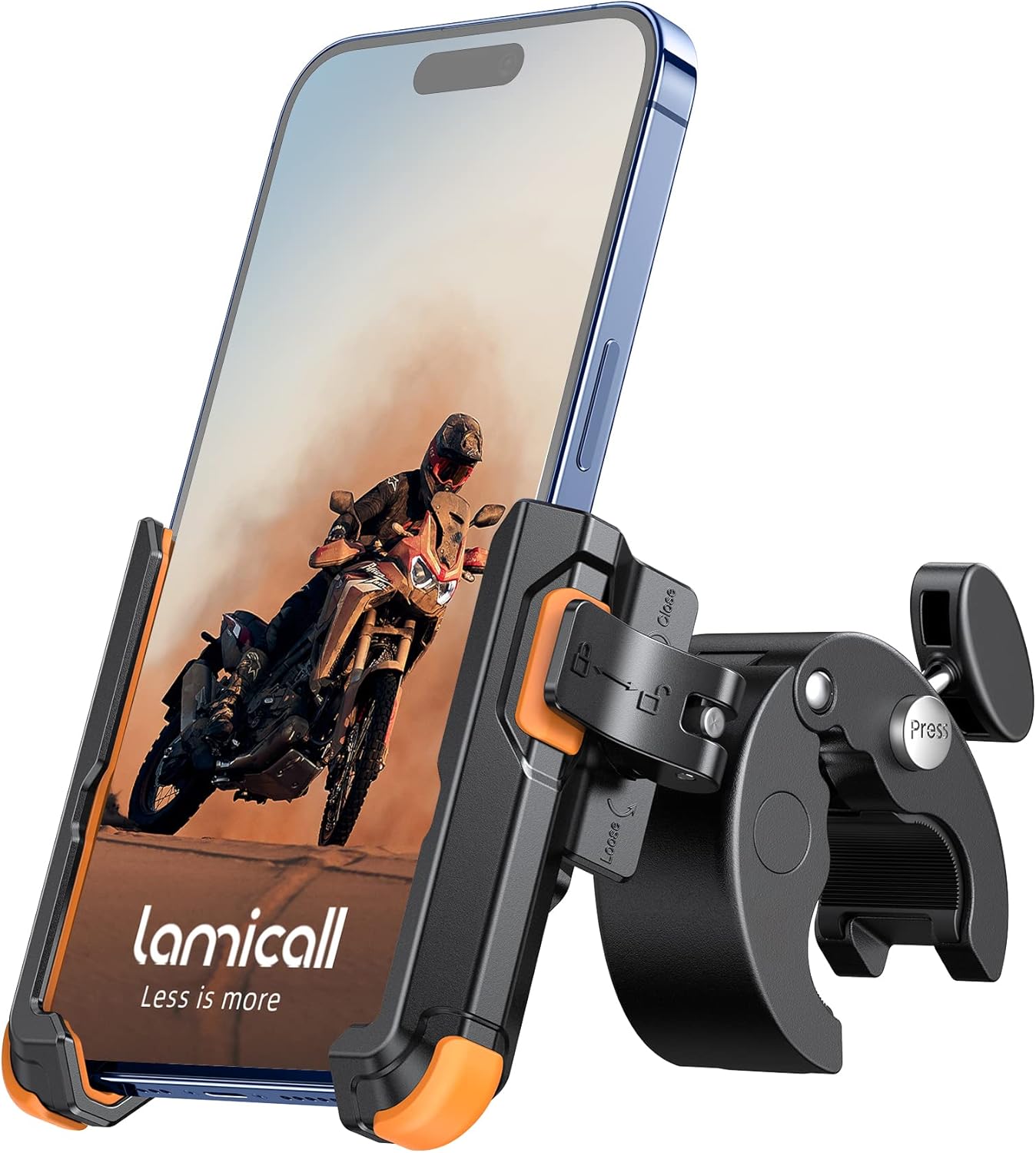 Держатель для телефона на мотоцикл Lamicall - <Подходит камеры> <Быстрое крепление за 1 секунду> на руль велосипеда, на велосипеде или скутере, iPhone Air, 17,