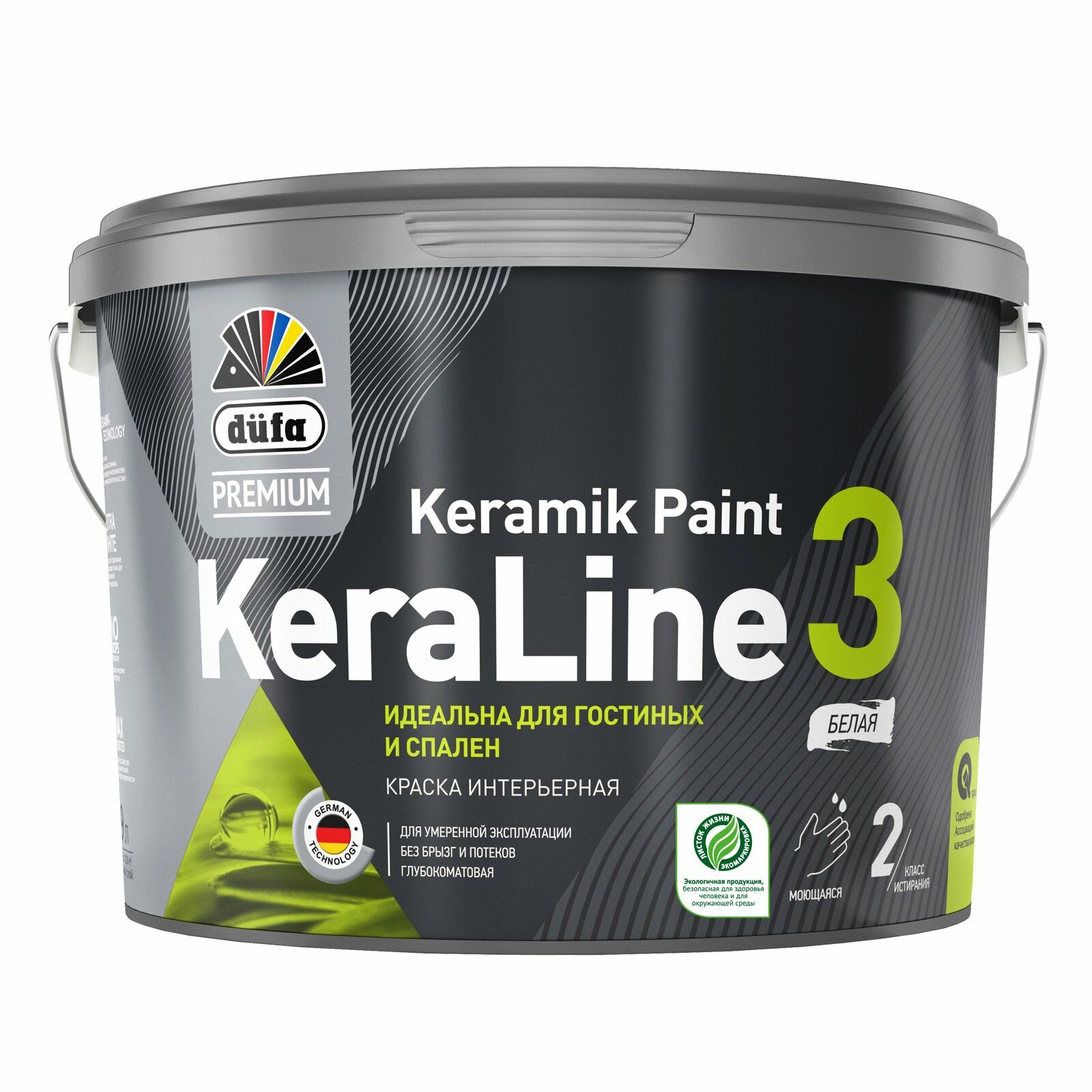 Краска для стен и потолков Dufa Premium KeraLine Keramik Paint 3 глубокоматовая белая база 1 0,9 л
