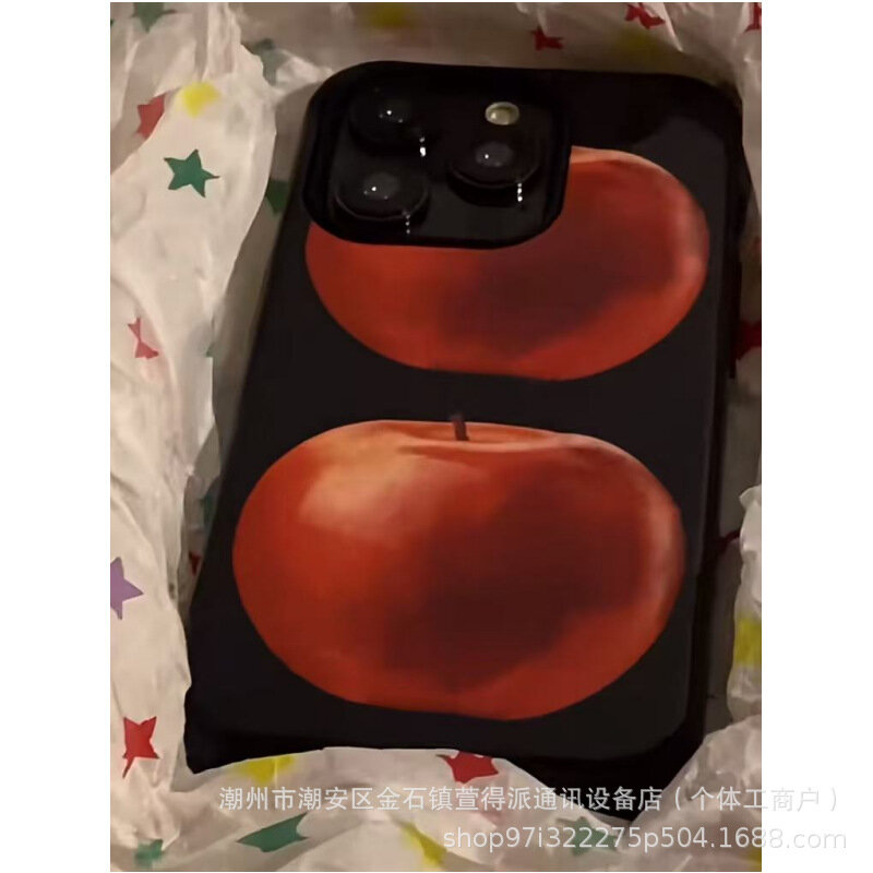 Защитная оболочка "Два яблока", для iPhone 16 Pro Max, черный фон — фото 1