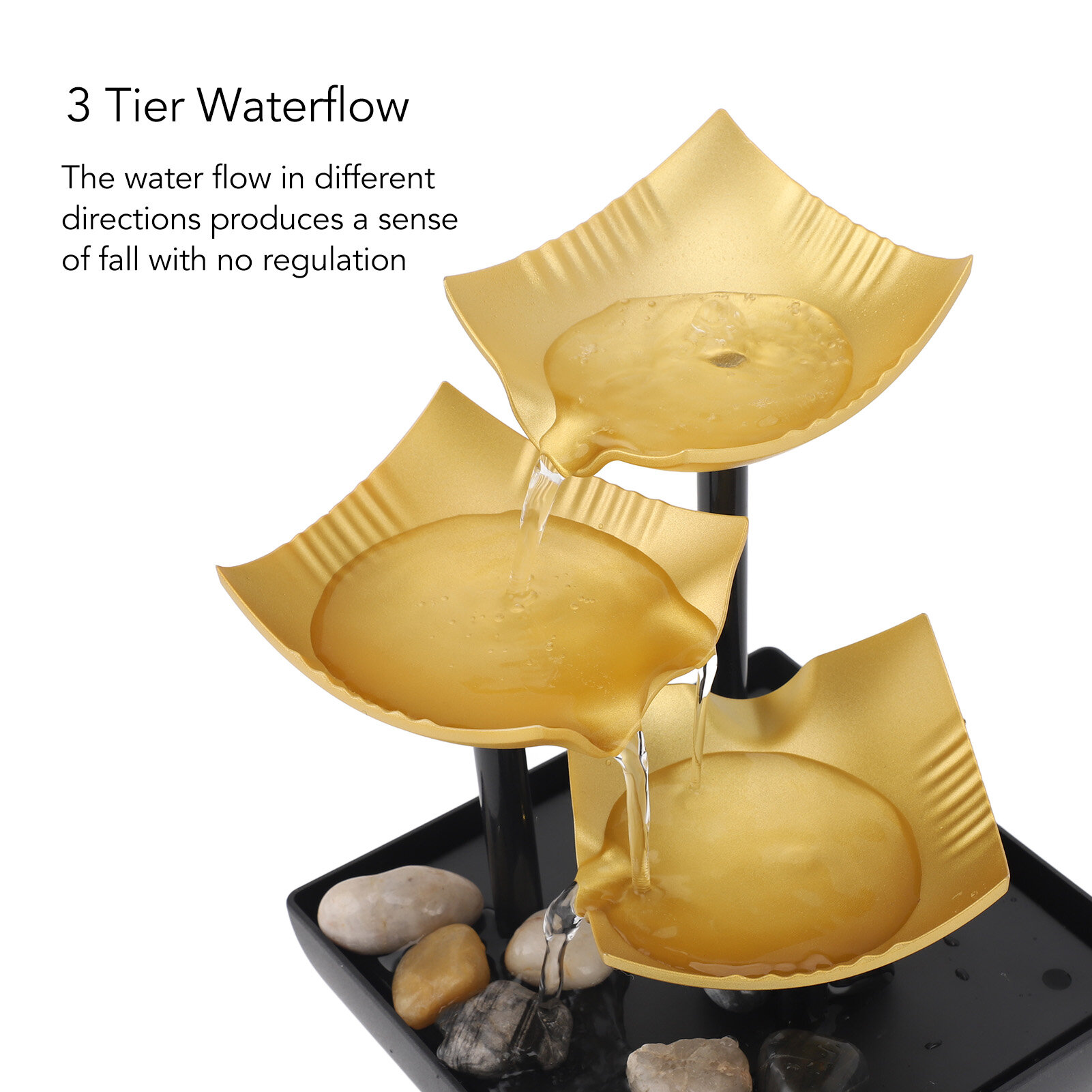 Настольный фонтан со светодиодной подсветкой 3-х уровневый фонтан с питанием от USB для дома и офиса настольный