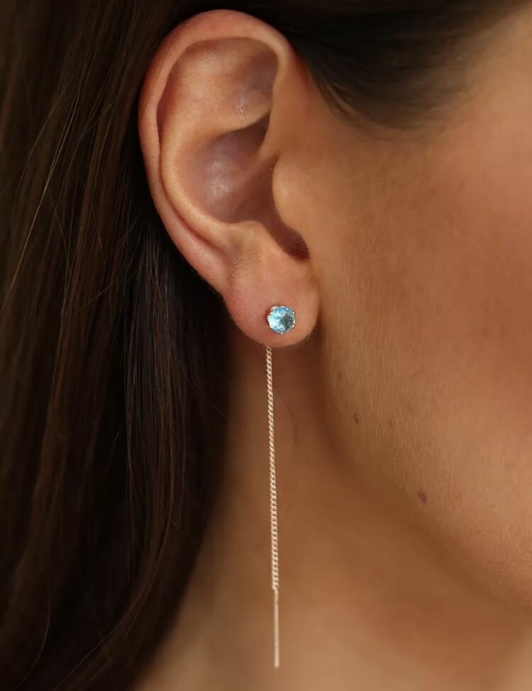 Серьги цепочки, фианит